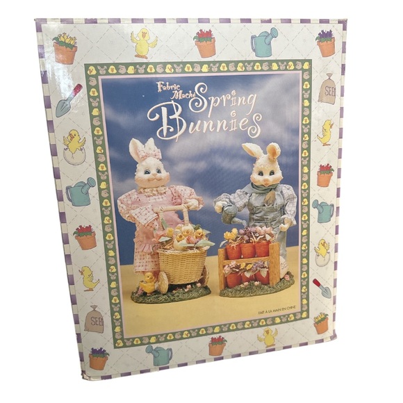 Fabric Mache Spring Bunnies~Vintage Bunny Rabbits, Spring,Figurines - Ship Alone - Picture 2 of 7